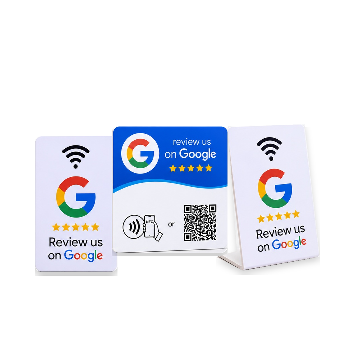 ReviewWorks Complete Business Pack with NFC and QR plate on a clean white background